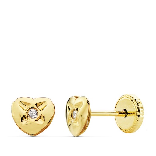 [P18852] 18K PENDIENTES ORO AMARILLO CORAZON 5X4.5 MMROSCA