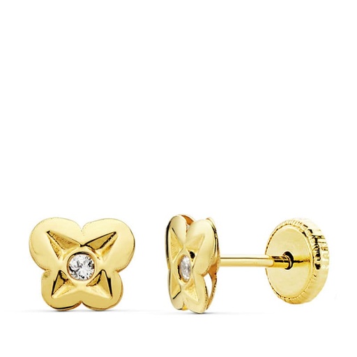 [P18853] 18K PENDIENTES ORO AMARILLO MARIPOSA 6X5.5 MM