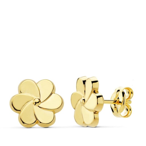 [P18857] 18K PENDIENTES ORO AMARILLO FLOR PETALOS 8X8 MM
