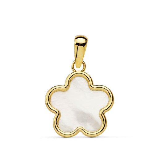 [P18860-5] 18K COLGANTE FLOR NACAR 12X12 MM