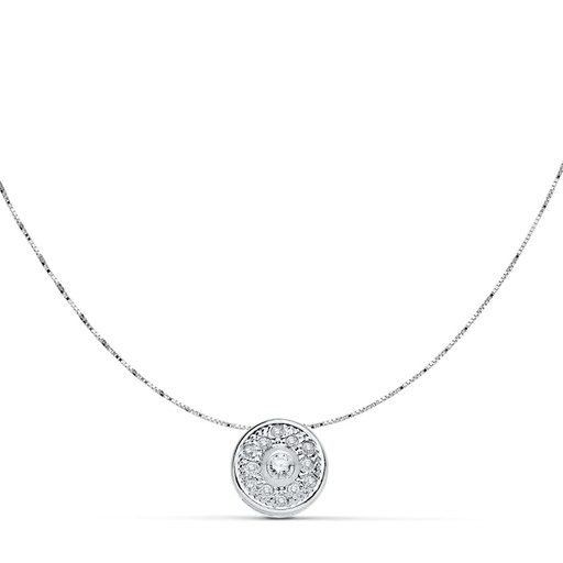 [P18870-3OB] 18K COLGANTE CIRCONITAS ORO BLANCO 8 MM CADENA 42CM