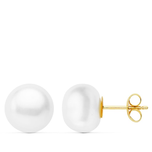 [P18885] 18K PENDIENTES PERLA BOTON 9-9.5 MM PRESION