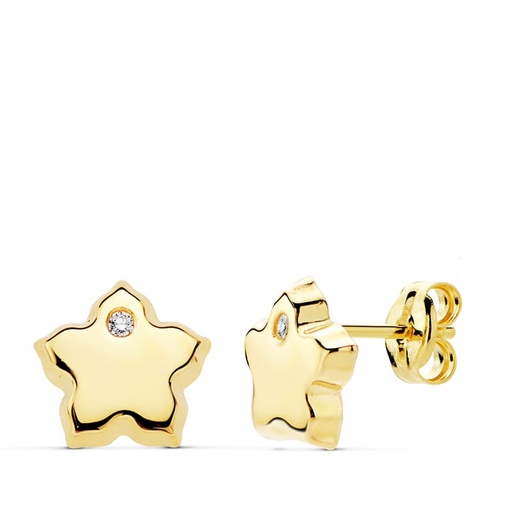 [P18893] 18K PENDIENTES FLOR CIRCONITAS 7X7 MM
