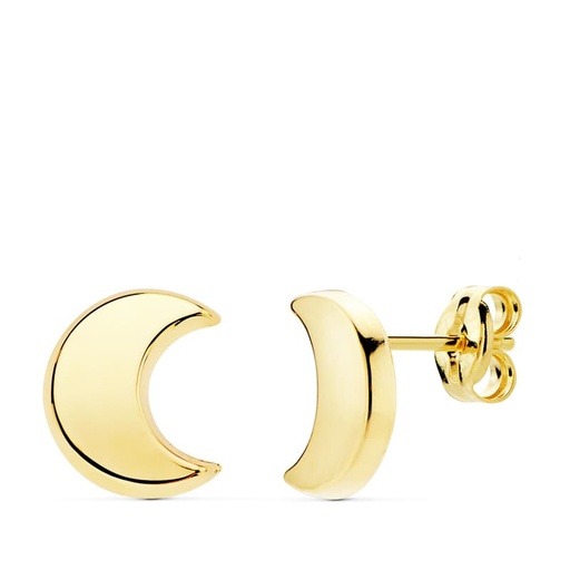 [P18895] 18K PENDIENTES MEDIA LUNA LISA 9X8 MM