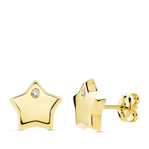 [P18898] 18K PENDIENTES ESTRELLA CIRCONITAS 9X9 MM