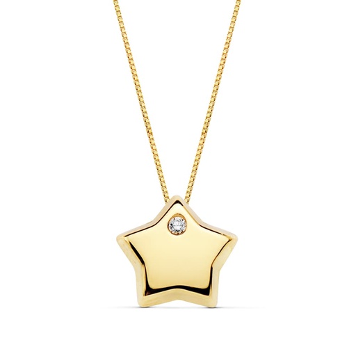 [P18898-3] 18K COLGANTE ESTRELLA CIRCONITA CADENA 42CM