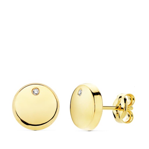 [P18900] 18K PENDIENTES REDONDO CIRCONITAS 8 MM