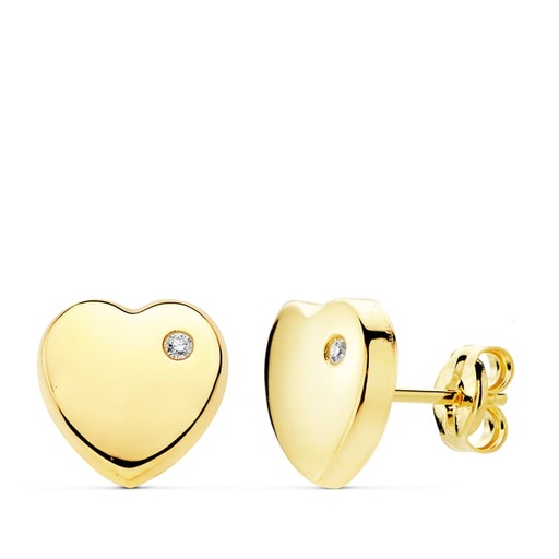 [P18901] 18K PENDIENTES CORAZON CIRCONITAS 8X8 MM