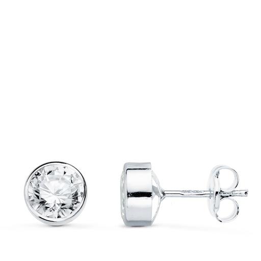 [P18906-OB] 18K PENDIENTES ORO BLANCO REDONDOS BOCEL CON CIRCONITAS 6 MM CIERRE PRESION