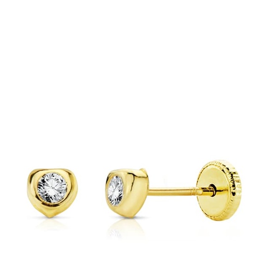 [P18911] 18K PENDIENTES ORO AMARILLO CORAZON CIRCONITA 4 MM ROSCA