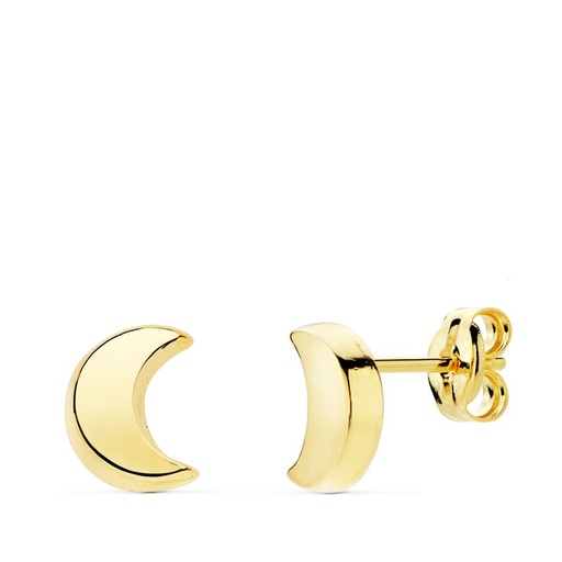 [P18938] 18K PENDIENTES MEDIA LUNA 6.5X5 MM