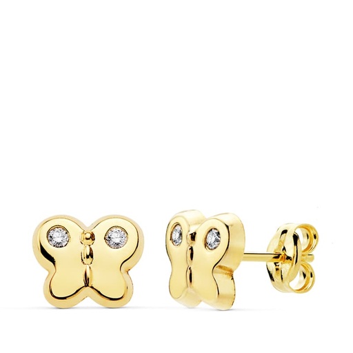 [P18939] 18K PENDIENTES MARIPOSA CIRCONITAS 7.5X6.