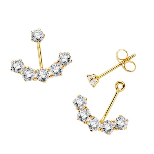 [P18952] 18K PENDIENTES CIRCONITAS EAR JACKET 14X12