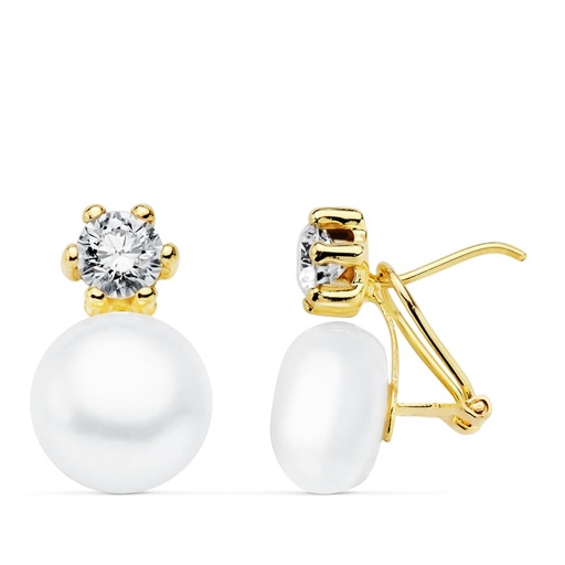 [P18957] 18K PENDIENTES PERLA 17X10 MM OMEGA