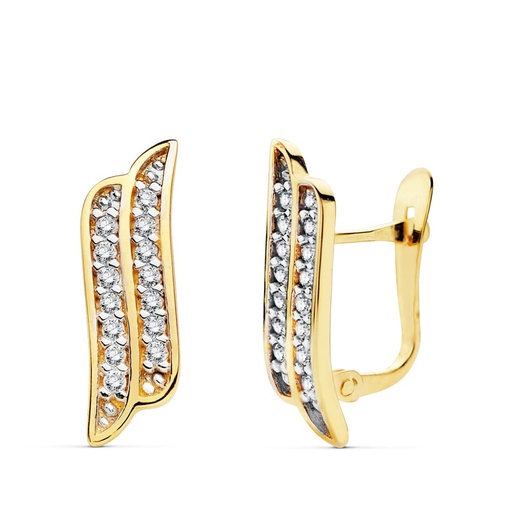 [P18964] 18K PENDIENTES BANDAS CIRCONITAS 16X5 MM