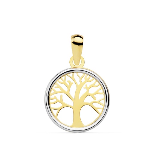 [P18981-5] 18K COLGANTE ARBOL DE LA VIDA BICOLOR 12 MM