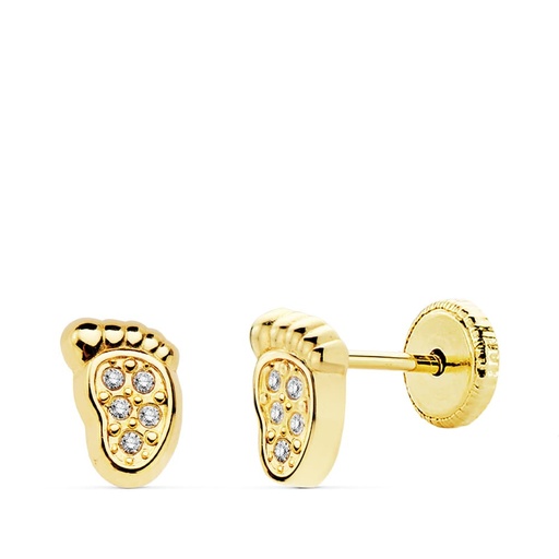 [P18982] 18K PENDIENTES ORO AMARILLO PIE BEBE. 6.5X4 MM
