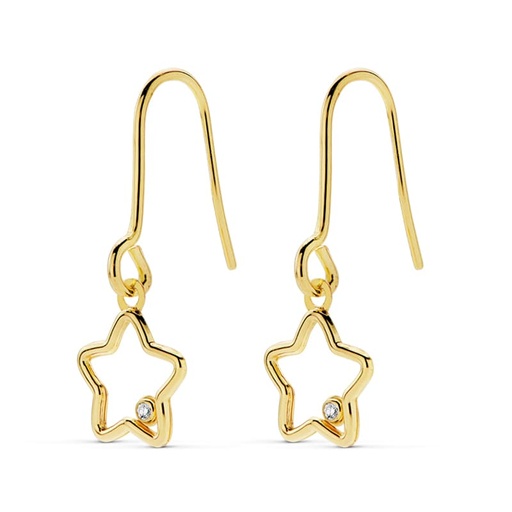 [P18985] 18K PENDIENTES ESTRELLA CIRCONITAS 22X8 MM