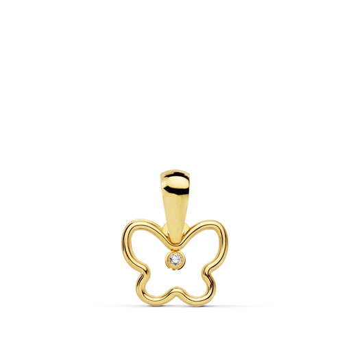 [P18986-5] 18K COLGANTE ORO AMARILLO MINI MARIPOSA CIRCONITA 9 X 8 MM