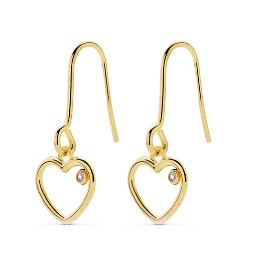 [P18987] 18K PENDIENTES CORAZON CIRCONITAS 20X9 MM