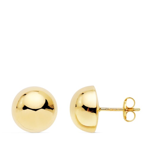 [P18995] 18K PENDIENTES MEDIA BOLA LISA 10 MM PRESION