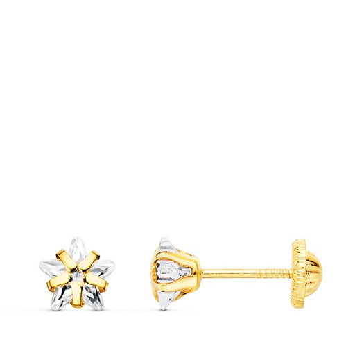 [P18998] 18K PENDIENTES ORO AMARILLO CIRCONITA ESTRELLA 5X5 MM CIERRE ROSCA