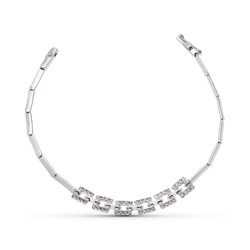 [P19000013] 18K PULSERA ORO BLANCO CUADRADOS CIRCONITAS
