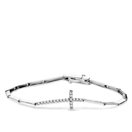 [P19000017] 18K PULSERA ORO BLANCO CRUZ 19.5 CM
