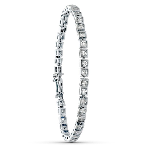 [P19000027] 18K PULSERA ORO BLANCO CIRCONITAS 20 CM