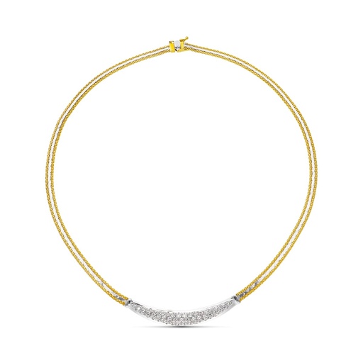 [P19000032] 18K GARGANTILLA ORO BICOLOR CON MOTIVO CENTRAL CIRCONITAS