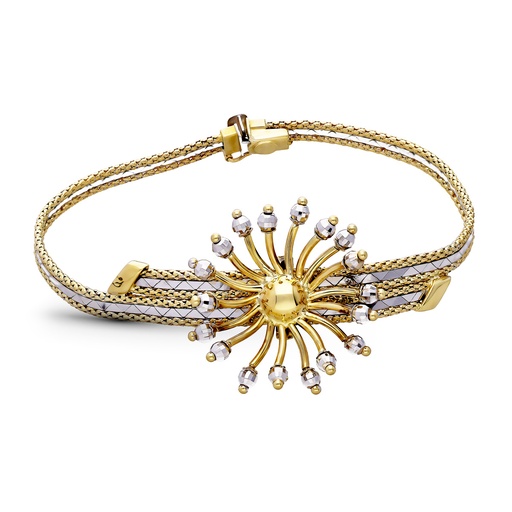 [P19000065] 18K PULSERA ORO BICOLOR MOTIVO FLOR