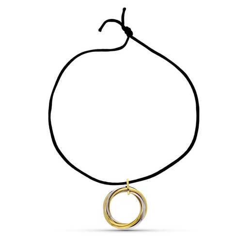 [P19000089] 18K COLGANTE ORO BICOLOR AROS ENTRELAZADOS