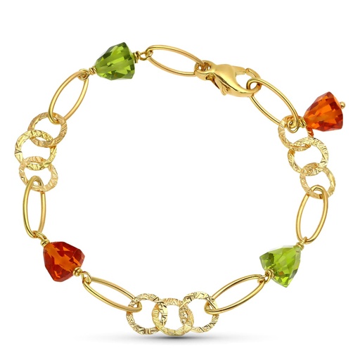 [P19000091] 18K PULSERA ORO AMARILLO PIEDRAS COLOR