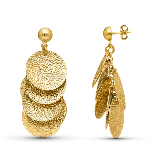[P19000125] 18K PENDIENTES ORO AMARILLO CIRCULOS LABRADOS