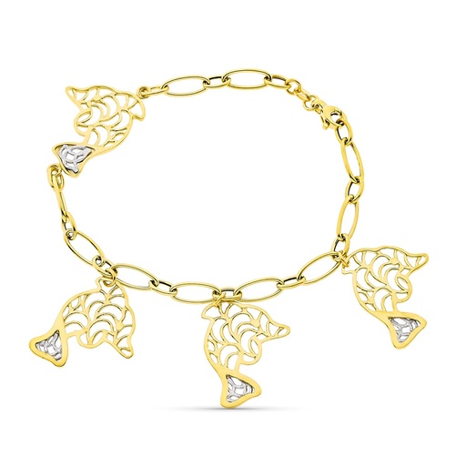[P19000131] 18K PULSERA BICOLOR DELFINES. ANCHO 26 MM LARGO 19.5 CM