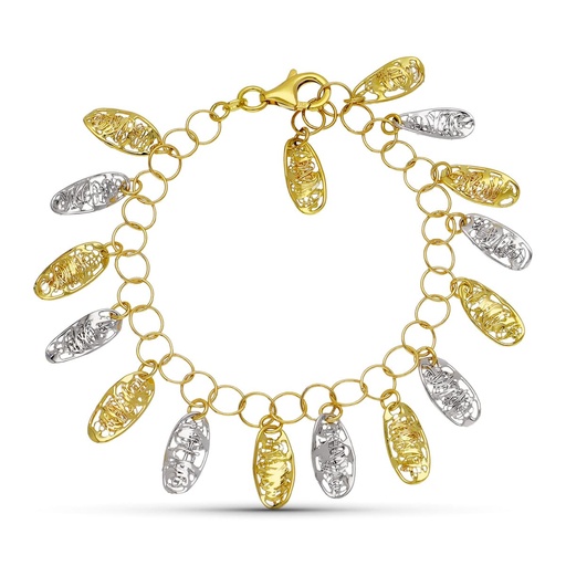 [P19000139] 18K PULSERA ORO BICOLOR MOTIVOS OVALES