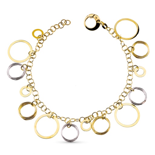 [P19000140] 18K PULSERA BICOLOR ARITOS