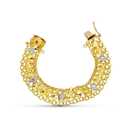 [P19000156] 18K PULSERA ORO AMARILLO PRINCESA BICOLOR CIRCONITAS