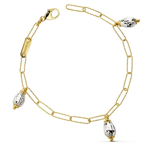 [P19000159] 18K PULSERA BICOLOR ESLABONES 19CM