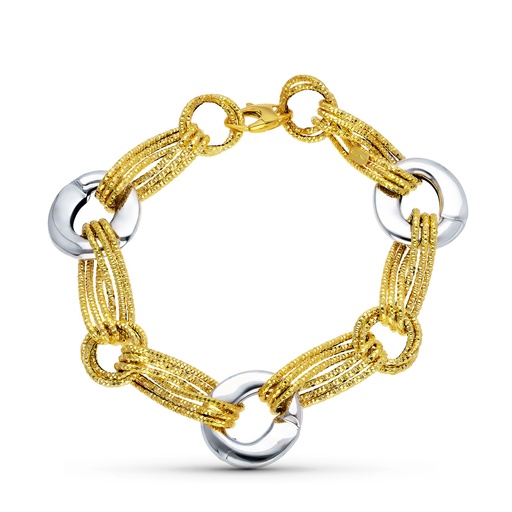 [P19000166] 18K PULSERA ORO BICOLOR ESLABONES