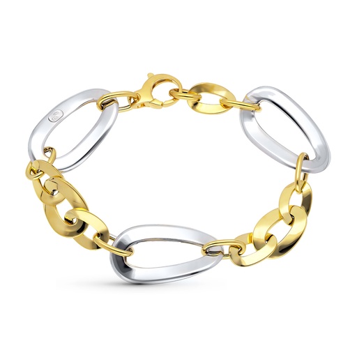 [P19000168] 18K PULSERA ORO BICOLOR ESLABONES