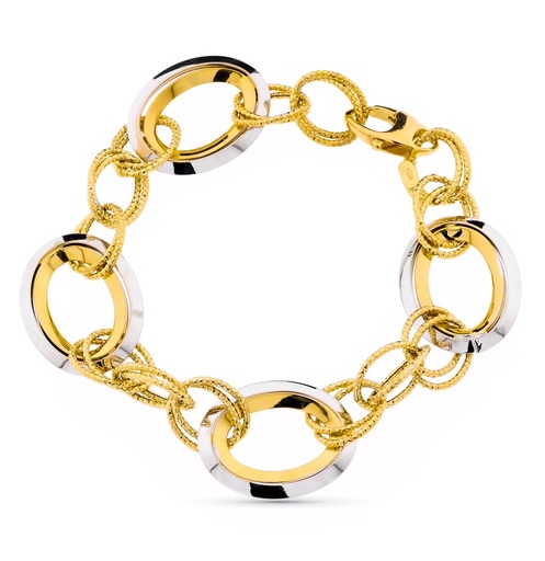 [P19000174] 18K PULSERA BICOLOR ESLABONES 11.15 GR