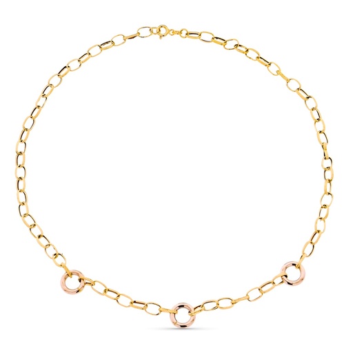 [P19000202] 18K GARGANTILLA ORO BICOLOR ESLABONES 45CM
