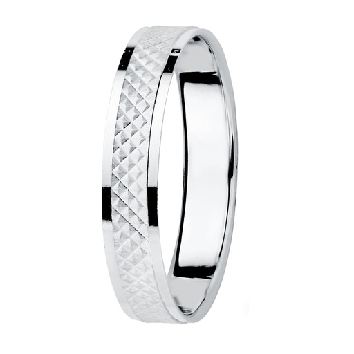 [P19000225] 18K ALIANZA ORO BLANCO TALLADA Y BORDES EN BRILLO 3.5 MM