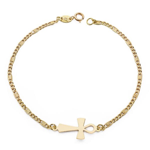 [P19000255] 18K PULSERA CRUZ DE LA VIDA 19 CM 1.40 GR