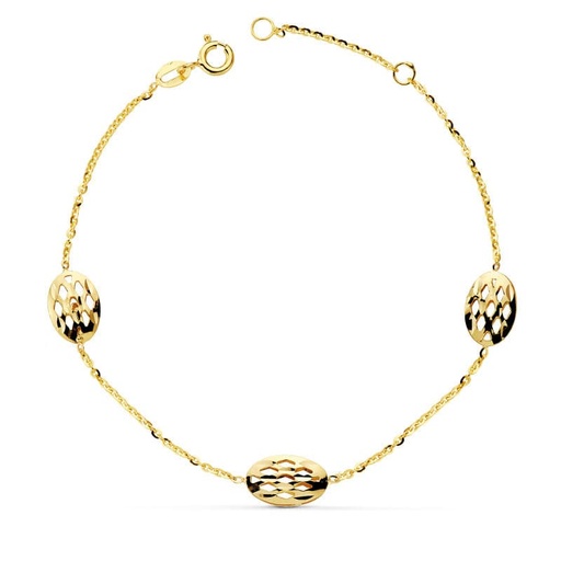 [P19000272] 18K PULSERA OVALES CALADOS 19.5CM 2.30 GR