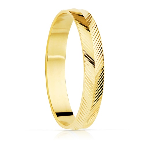 [P19000286] 18K ALIANZA ORO AMARILLO TALLADO ESPIGA BRILLO 3.5 MM