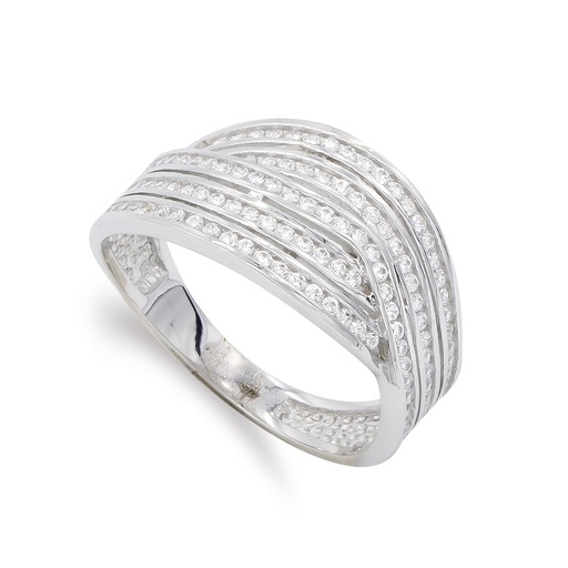 [P19054] 18K SORTIJA ORO BLANCO Y CIRCONITAS
