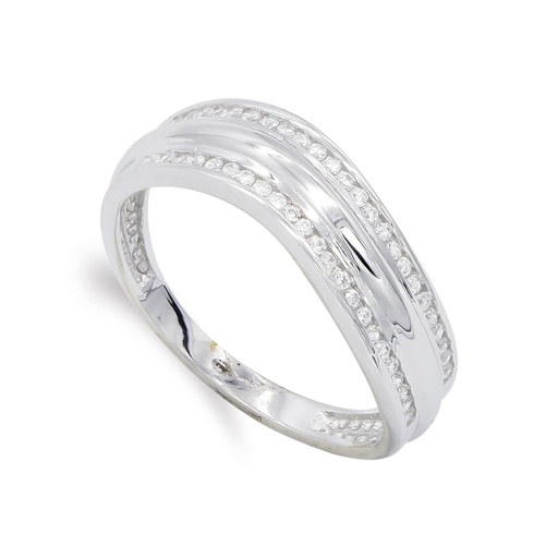 [P19056] 18K SORTIJA ORO BLANCO Y CIRCONITAS