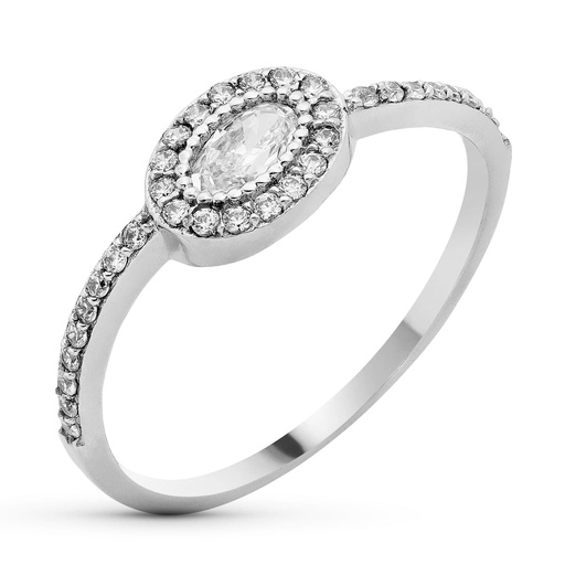 [P19075] 18K SORTIJA ORO BLANCO CIRCONITAS